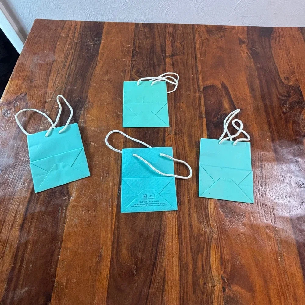 Tiffany & Co Mini Shopping Gift Bags Set of 4 Tiffany Blue Rope Handle Small